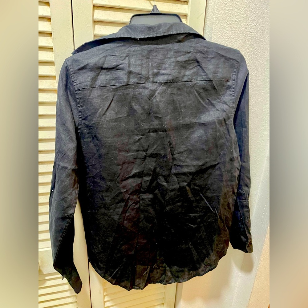 Lauren Ralph Lauren 100% Black Linen Shirt - Picture 6 of 8